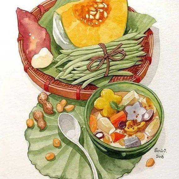水彩美食店铺设计